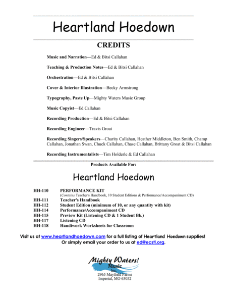 Heartland Hoedown Teacher Production Handbook Hh 111 Page 2