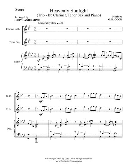 Heavenly Sunlight Trio Bb Clarinet Tenor Sax Piano With Score Parts Page 2