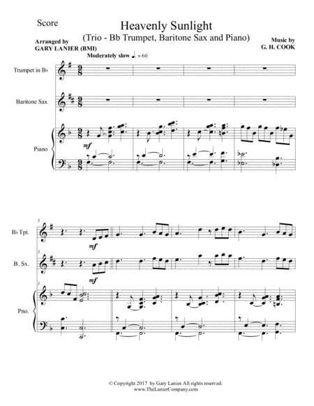 Heavenly Sunlight Trio Bb Trumpet Baritone Sax Piano With Score Parts Page 2