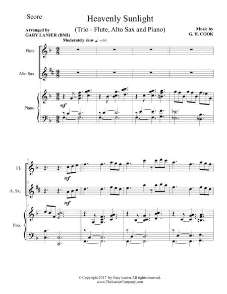 Heavenly Sunlight Trio Flute Alto Sax Piano With Score Parts Page 2