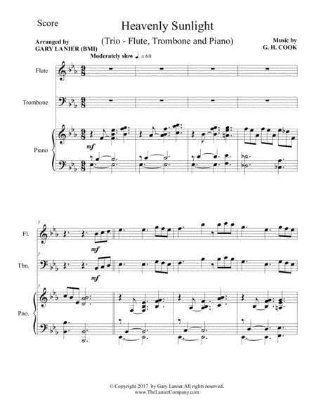 Heavenly Sunlight Trio Flute Trombone Piano With Score Parts Page 2