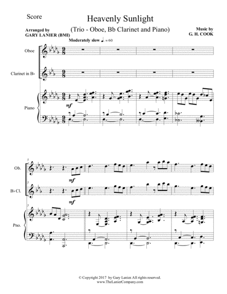 Heavenly Sunlight Trio Oboe Bb Clarinet Piano With Score Parts Page 2