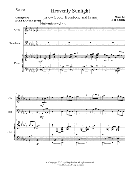 Heavenly Sunlight Trio Oboe Trombone Piano With Score Parts Page 2