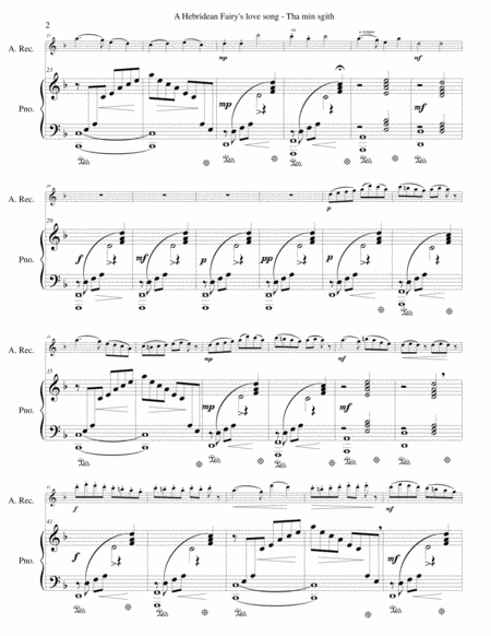 Hebridean Fairys Love Song Tha Mi Sgith Arranged For Alto Recorder And Piano Page 2