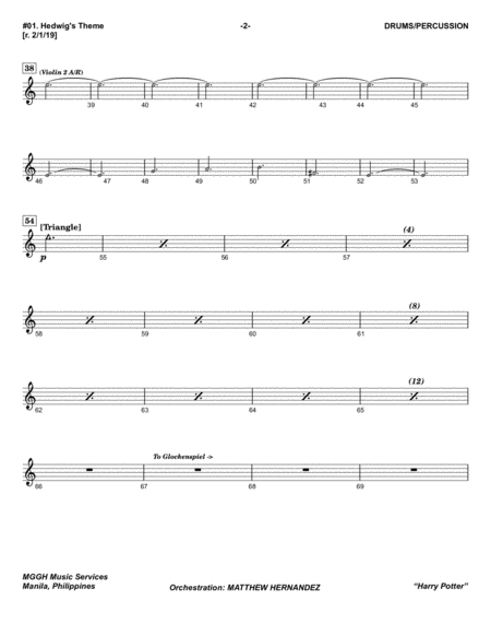 Hedwigs Theme Percussion Page 2