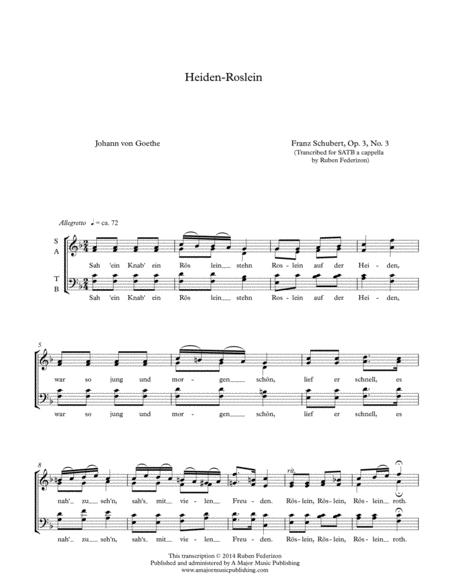 Heiden Roslein By Franz Schubert Satb A Cappella Page 2