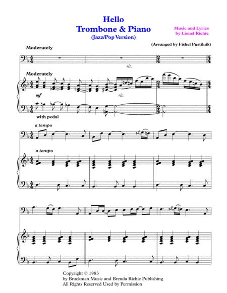 Hello For Trombone And Piano Jazz Pop Version Video Page 2
