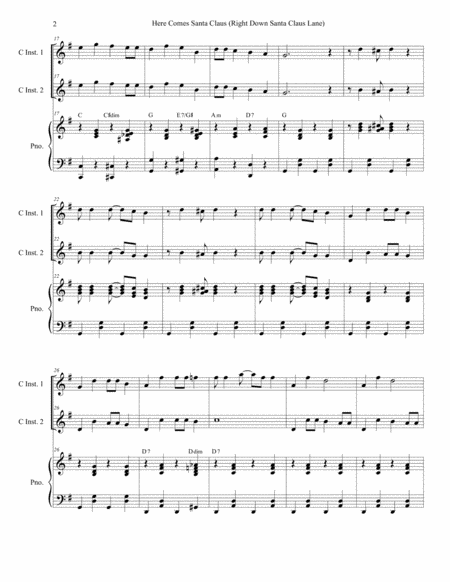 Here Comes Santa Claus Right Down Santa Claus Lane Duet For C Instruments Page 2