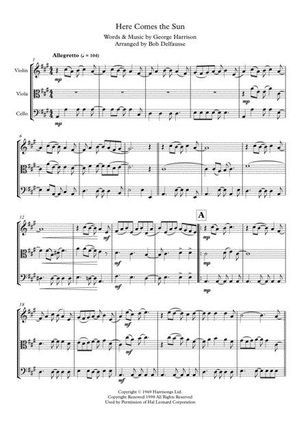 Here Comes The Sun For String Trio Page 2