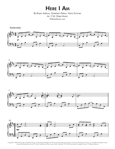 Here I Am Intermediate Piano Page 2