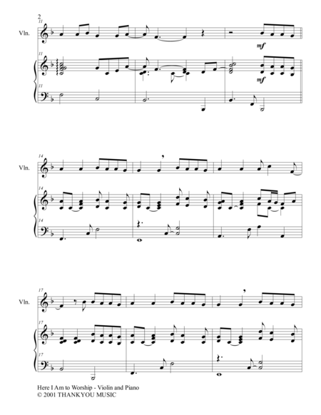 Here I Am To Worship Duet Violin And Piano Score And Parts Page 2