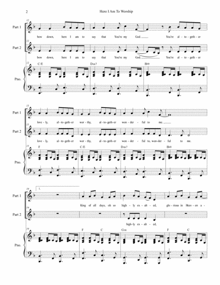 Here I Am To Worship For 2 Part Choir Page 2