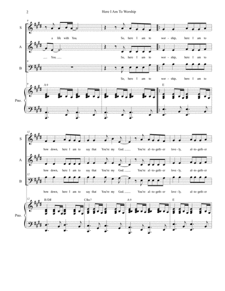 Here I Am To Worship For Vocal Trio Sab Page 2