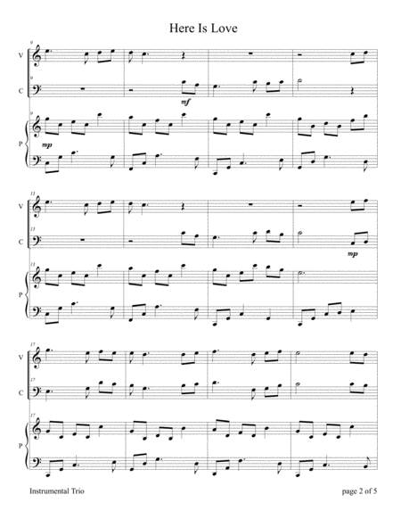 Here Is Love For Violin And Cello Duet With Piano Accompaniment Page 2