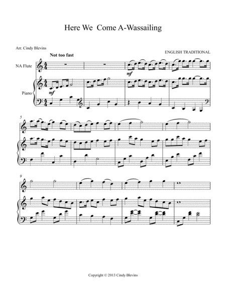 Here We Come A Wassailing Arranged For Piano And Native American Flute Page 2