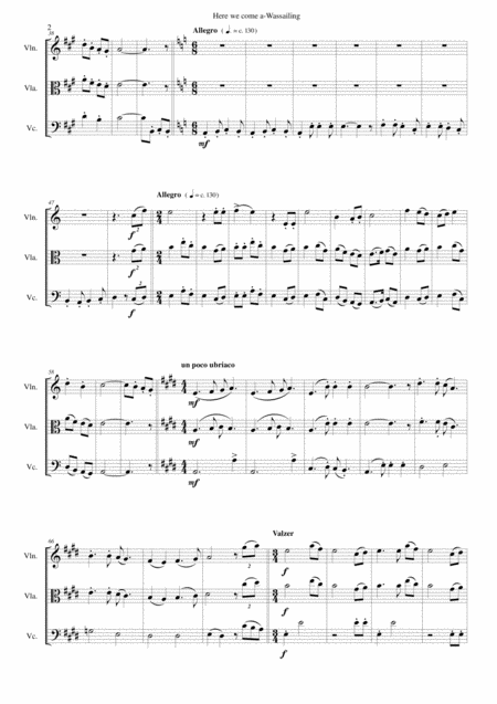 Here We Come A Wassailing For String Trio Page 2