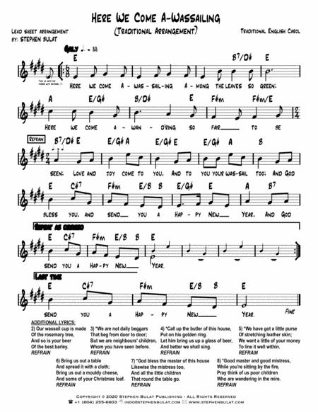 Here We Come A Wassailing Here We Come A Caroling Lead Sheet Arranged In Traditional And Jazz Style Key Of E Page 2