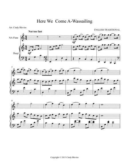 Here We Come Awassailing Arranged For Harp And Native American Flute Page 2