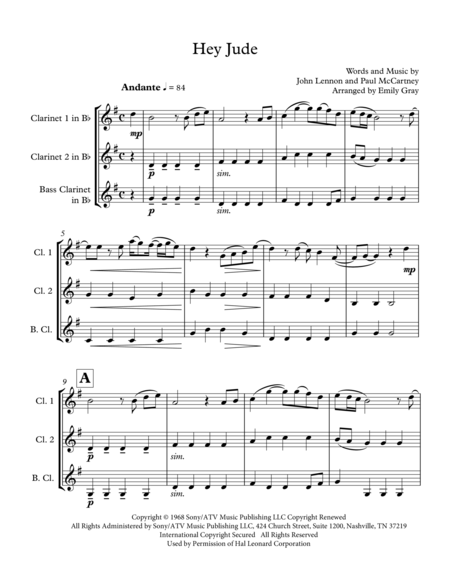 Hey Jude Clarinet Trio Page 2