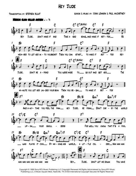 Hey Jude The Beatles Lead Sheet In Original Key Of F Page 2