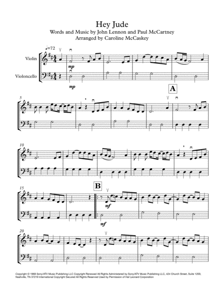 Hey Jude Violin And Cello Duet Page 2