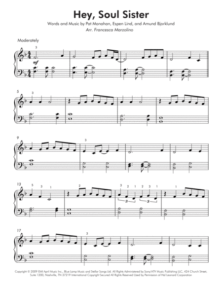 Hey Soul Sister Easy Piano Page 2