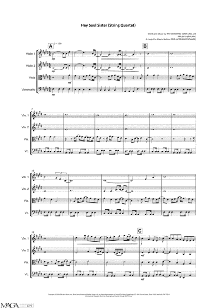 Hey Soul Sister For String Quartet Page 2