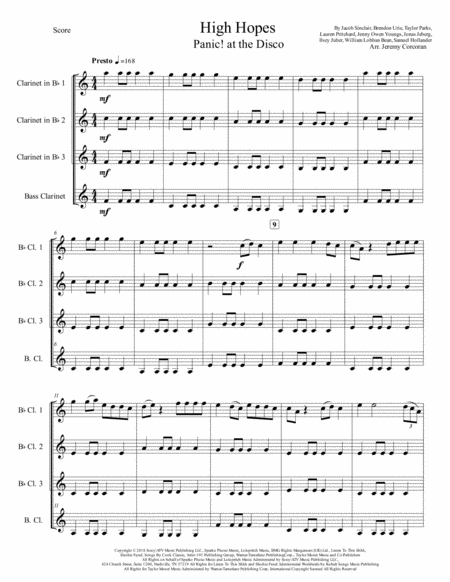 High Hopes By Panic At The Disco For Clarinet Quartet Page 2