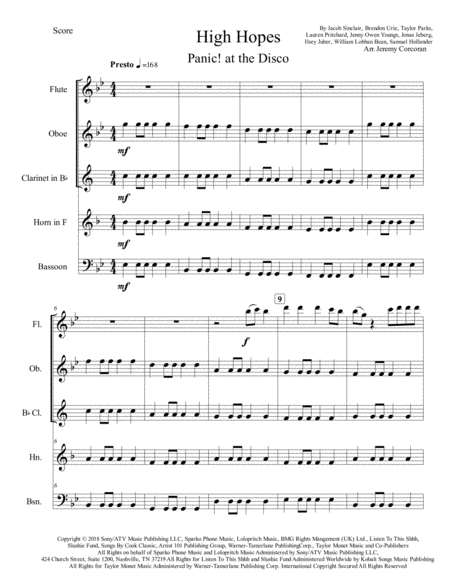 High Hopes By Panic At The Disco For Woodwind Quintet Page 2