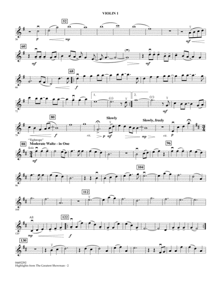 Highlights From The Greatest Showman Arr James Kazik Violin 1 Page 2