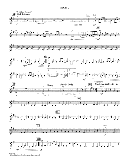 Highlights From The Greatest Showman Arr James Kazik Violin 2 Page 2