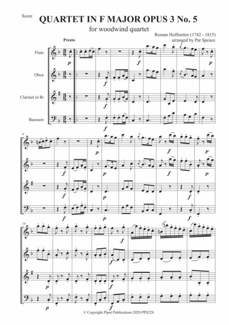 Hoffstetter Quartet In F Major Opus 3 No 5 For Woodwind Quartet Page 2