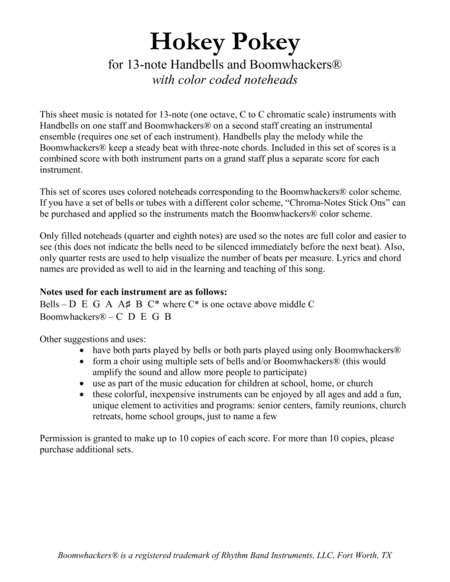 Hokey Pokey For 13 Note Bells And Boomwhackers With Color Coded Notes Page 2