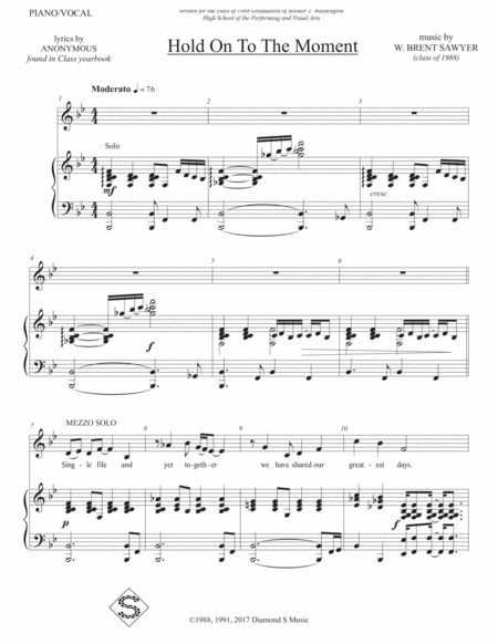 Hold On To The Moment Piano Vocal Score Page 2