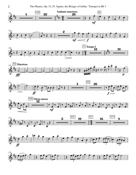 Holst The Planets Iv Jupiter The Bringer Of Jollity Trumpet In Bb 3 Transposed Part Op 32 Page 2