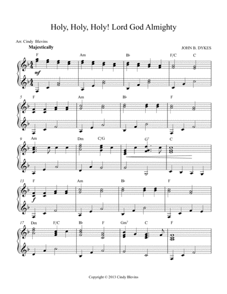 Holy Holy Holy Arranged For Double Strung Harp Page 2