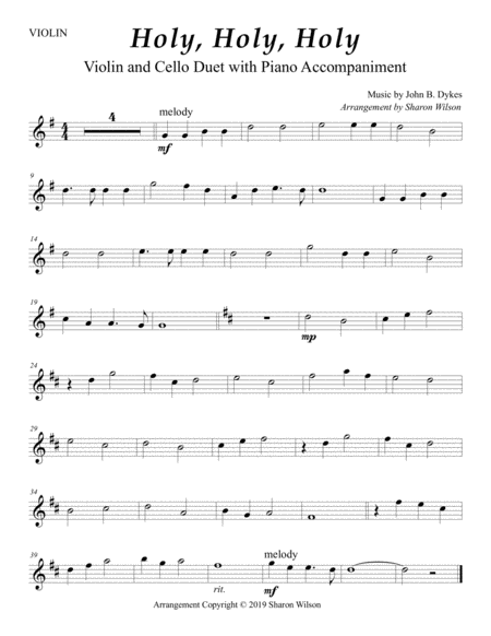 Holy Holy Holy Easy Violin And Cello Duet With Piano Accompaniment Page 2