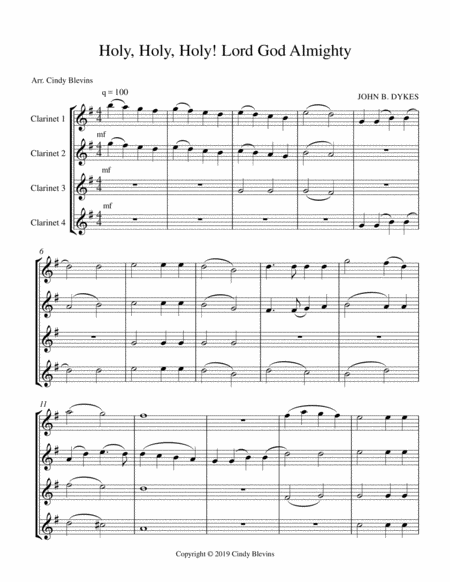 Holy Holy Holy For Clarinet Quartet Page 2