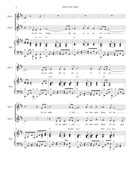 Holy Is His Name For 2 Part Choir Page 2