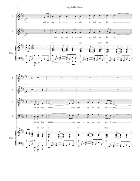 Holy Is His Name For Vocal Quartet Satb Page 2