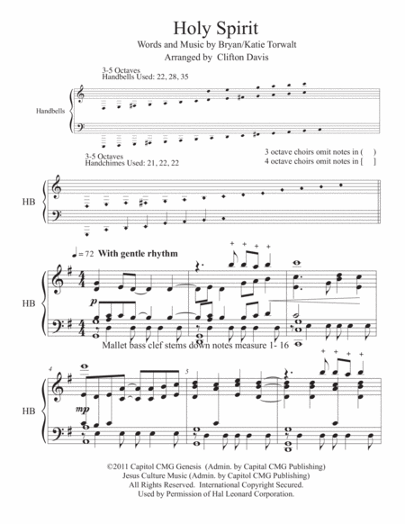 Holy Spirit For 3 5 Octaves Handbells Optional Hand Chimes Works With Choral Version Page 2