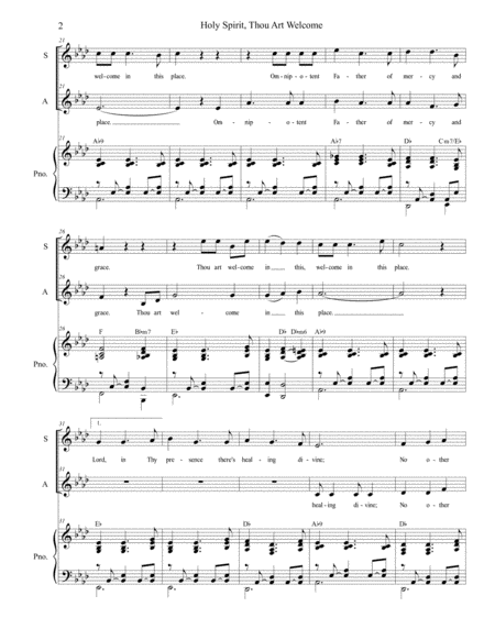 Holy Spirit Thou Art Welcome For 2 Part Choir Sa Page 2