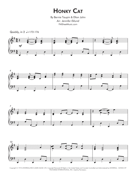 Honky Cat Intermediate Piano Page 2