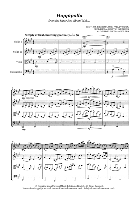 Hoppipolla By Sigur Ros For String Quartet Page 2