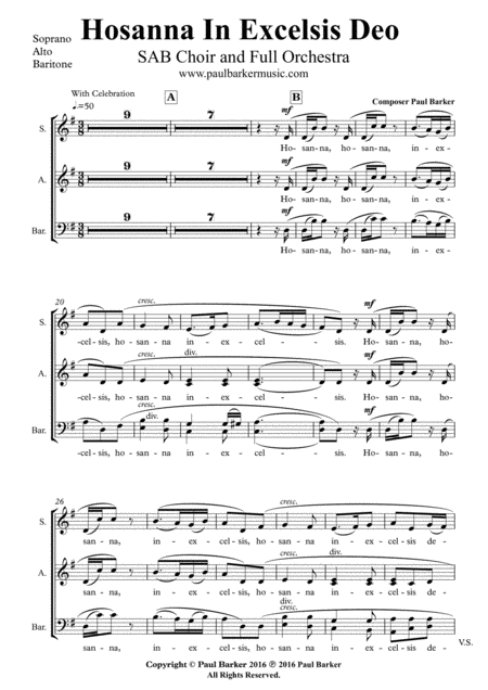 Hosanna In Excelsis Deo Vocal Score Page 2