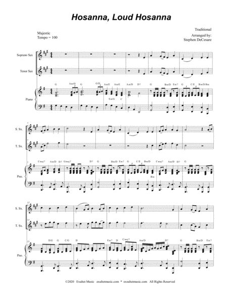 Hosanna Loud Hosanna Duet For Soprano And Tenor Saxophone Piano Accompaniment Page 2