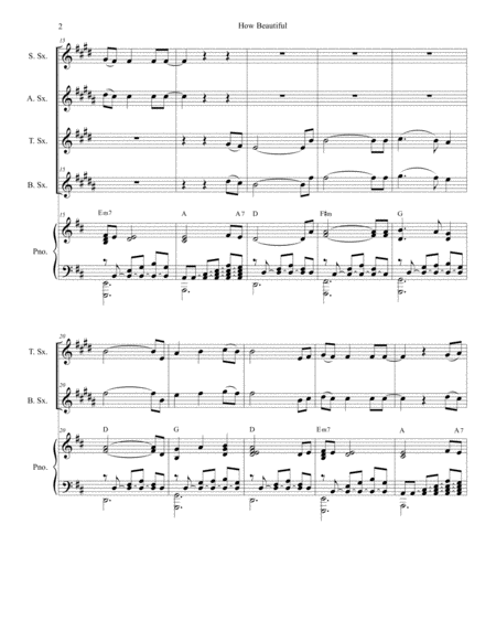 How Beautiful For Saxophone Quartet Page 2