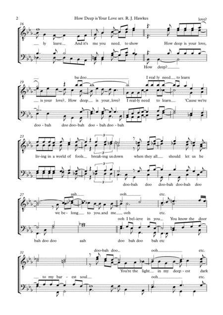 How Deep Is Your Love Barbershop Arrangement Page 2