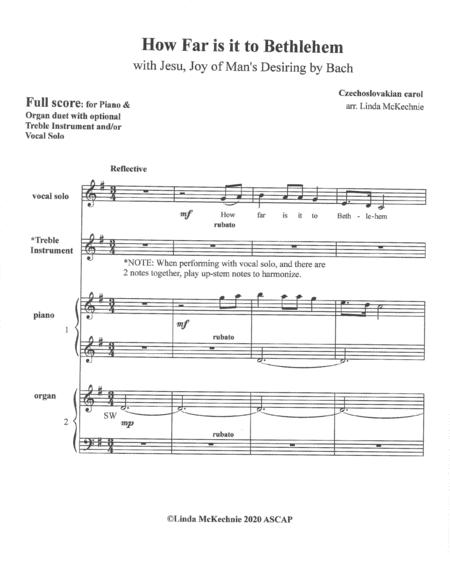 How Far Is It To Bethlehem Czechoslovakian Carol With Jesu Joy By Bach Arr Linda Mckechnie For Piano And Organ Duet With Option C Treble Instrument Wi Page 2