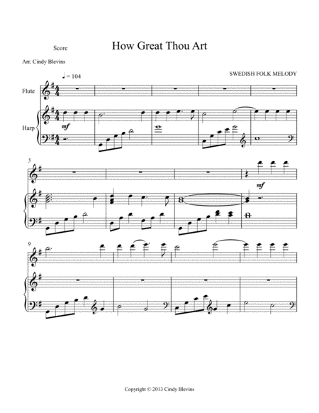 How Great Thou Art Arranged For Harp And Flute Page 2